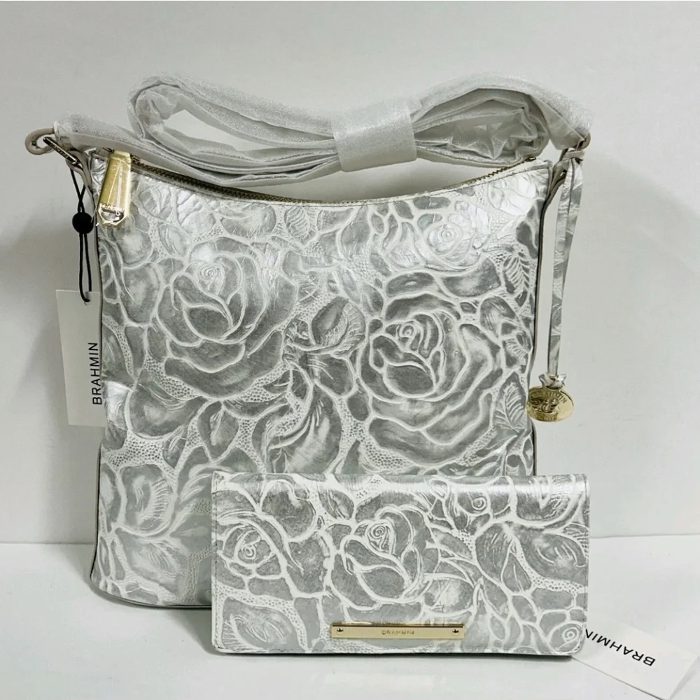 🤍🔹️BRAHMIN🔹️White Assorted KATIE Soft Genuine Leather Crossbody + ady WALLET - Picture 4 of 15